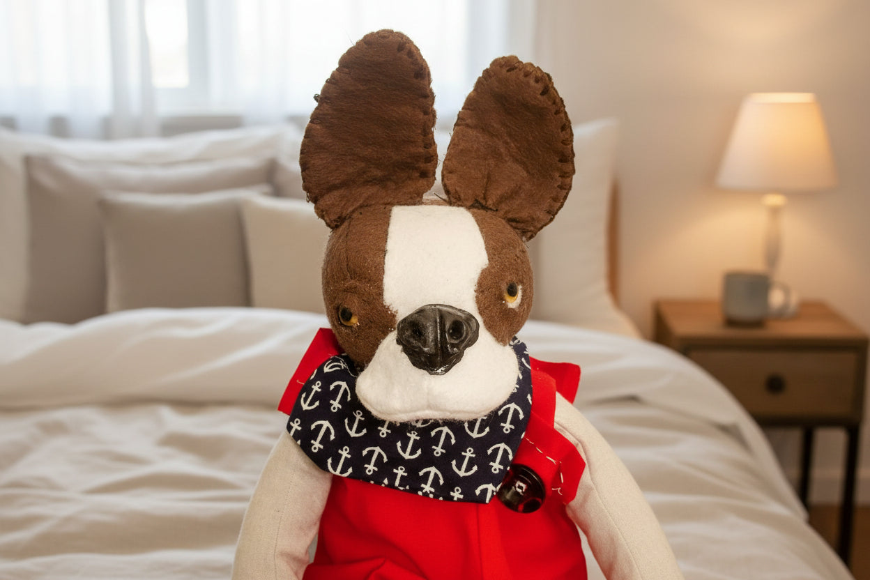 Brown Boston Terrier Jointed Plushie — Handmade Collectible