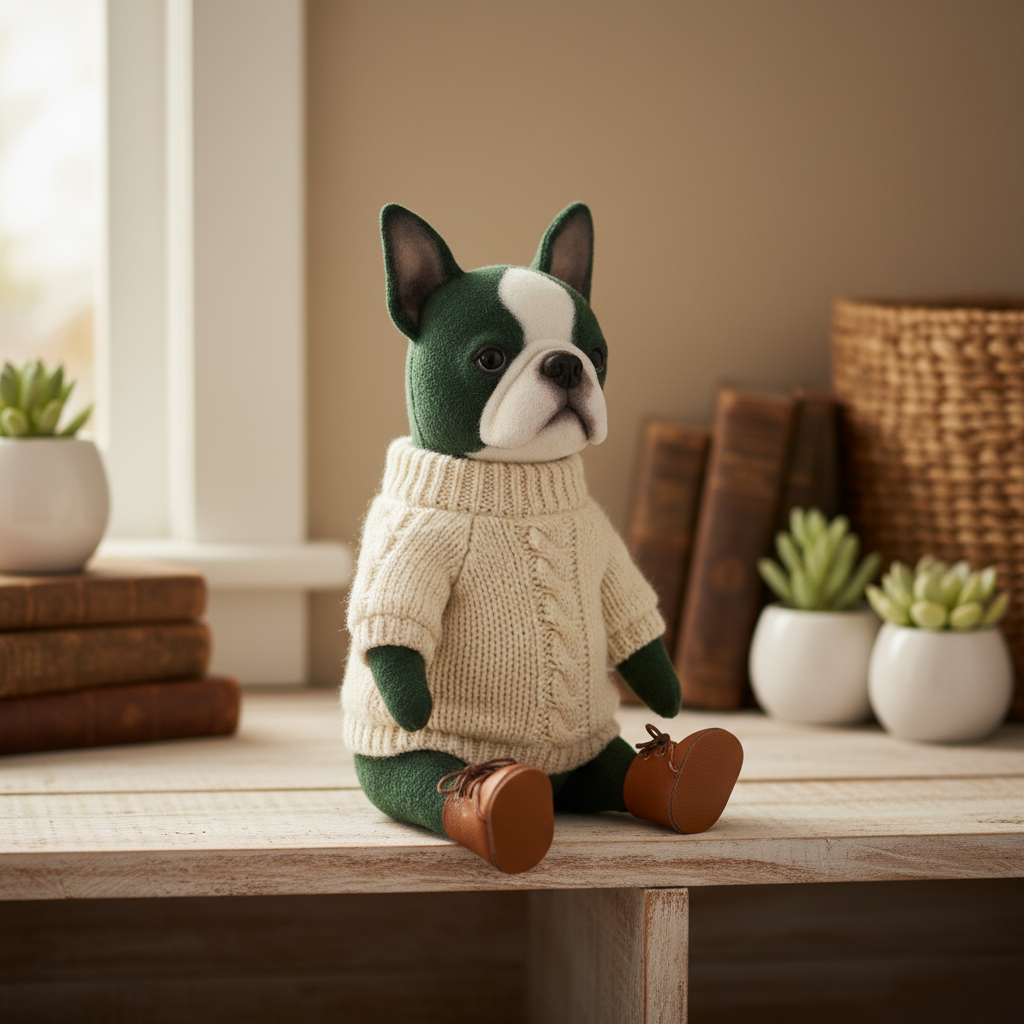 Green Boston Terrier with Shoes